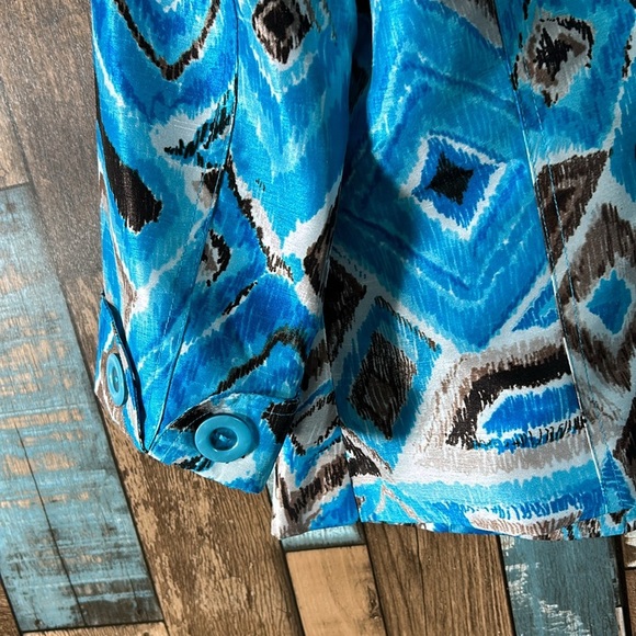 Investments Petites 4P blue shiny 3/4 blazer jacket - Picture 12 of 16